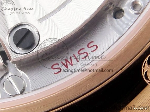 0203 Modern De Ville Date RG MKF 1:1 Best Edition White Textured Dial Roman Marker on Brown Leather Strap A 7752